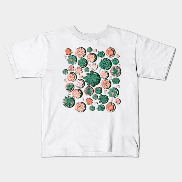 Succulent pots // green and coral Kids T-Shirt by SelmaCardoso